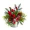 12" Holiday Winter Pinecones, Berries, Greenery & Plaid Bow Arrangement